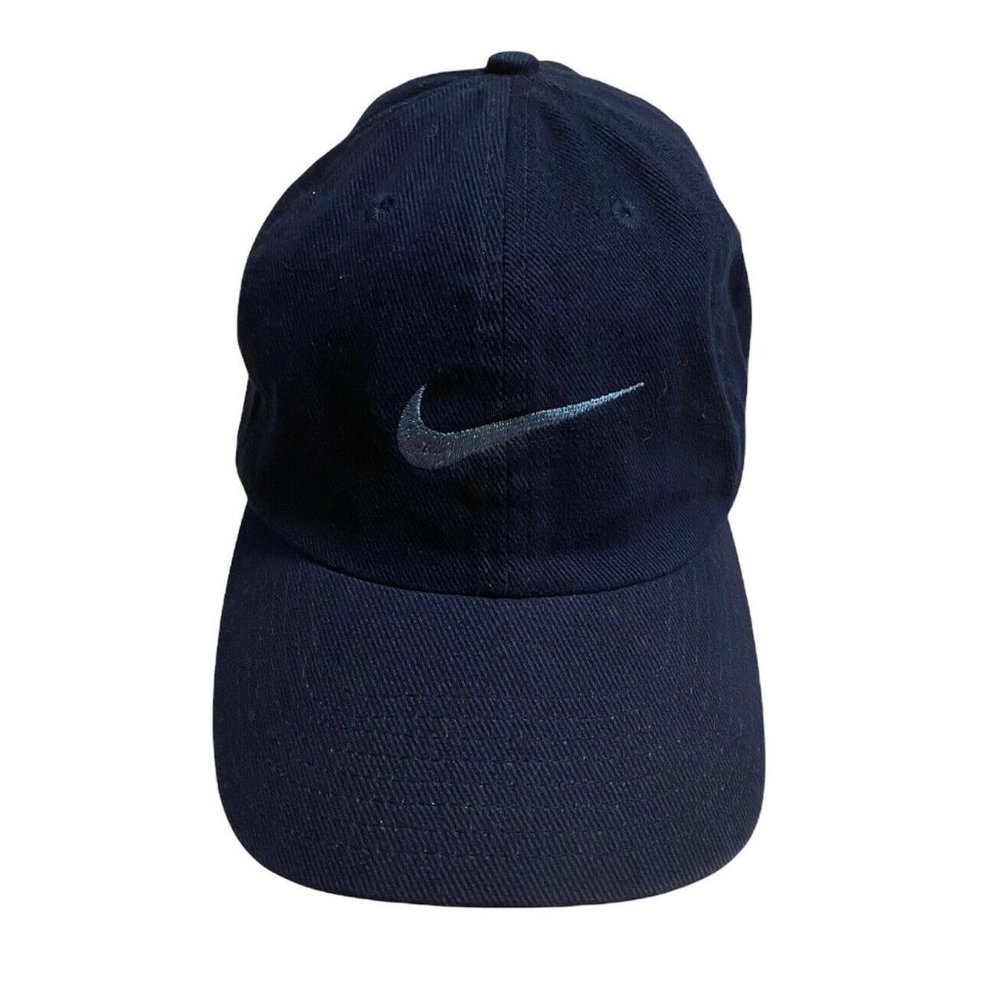 Nike Blue Hat White Embroidered Swoosh Retro RN#56323 Snap Back *NEEDS WORK*